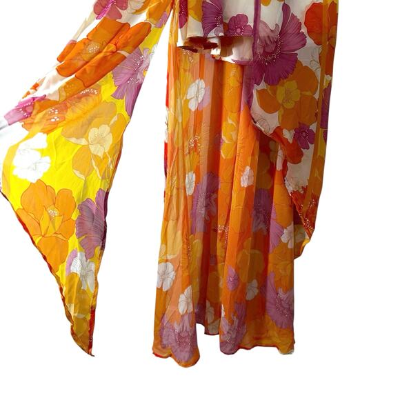 NWT Agua Bendita Victoria White Funky Bloom Floral Maxi Dress Multi Small Resort - Picture 8 of 16